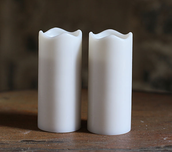 3 Inch Battery Operated White Wax Votives Set of 2 with Timer