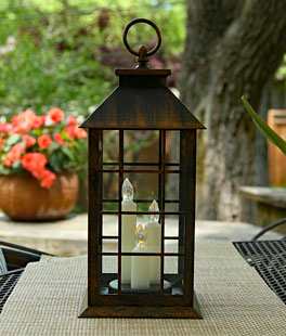Battery Operated Window Lantern with LED Candle Traditional Light Lamp 