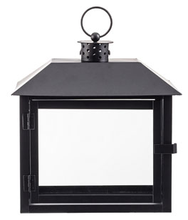 Wide Window Black Iron Lantern, 11.5 Inch Tall
