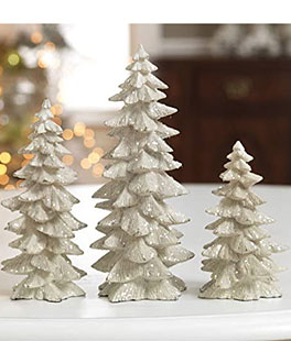 White Glitter Trees Set of  3 - NEW 2023