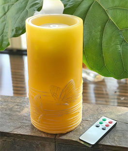 Yellow Wax With Butterfly Design Aquaflame Fountain Candle - Remote Control