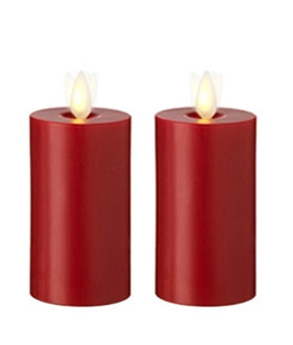 Red Wax 3.5 Inch Moving Flame Votive Candles Set of 2 - Remote Ready