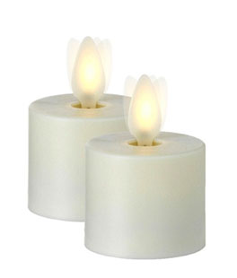 Moving Flame Tealights Battery Operated Set of 2 with Timer