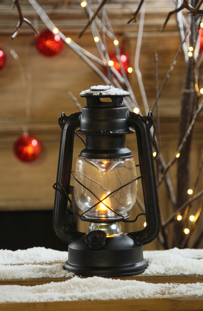 Battery Operated Vintage Style Dimmable Rusty Lantern with 12 LED's