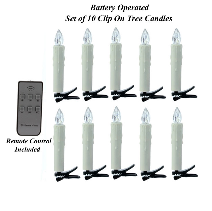 Remote Control 4.25 Inch Clip On Candles Battery Operated Set of 10