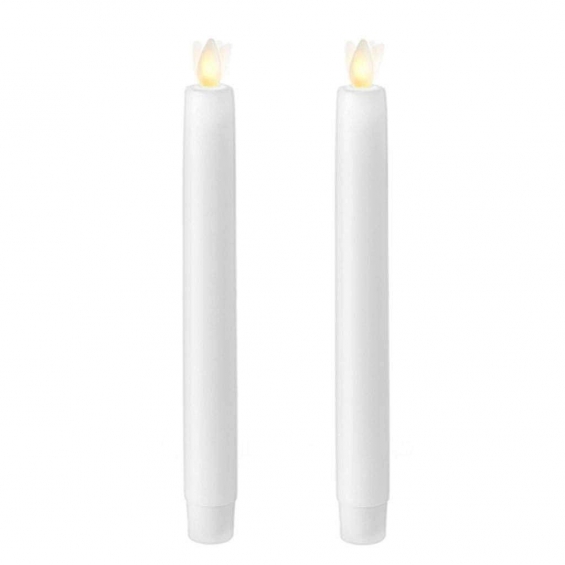 8" Luminara Tapers Candles With Timer White 