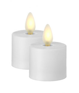 Liown Moving Flame White Tealights Set of 2 with Timer - Remote Ready