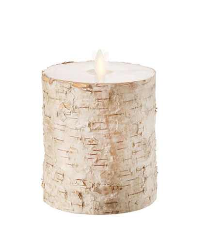 4 x 5 Inch Flameless Flat Top Birch Pillar Candle
