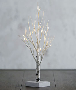 Battery Operated White Birch Tree 1.5 Feet - 16 Warm White LED'S Timer