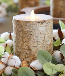 3.25 x 3 Inch Flat Top Birch Pillar Wax Wrapped Pillar Candle