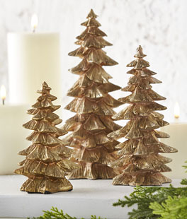 Gold Glitter Trees Set of  3 - NEW 2023