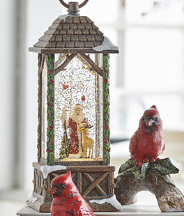 11 Inch Lighted Woodland Santa Swirling Christmas Water Globe