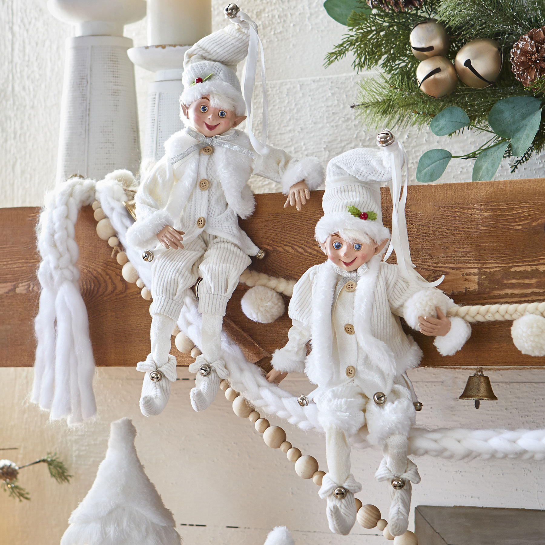 Elf Christmas Decorations Posable Elves NEW RAZ Imports Cozy Elves 16" Set/2 