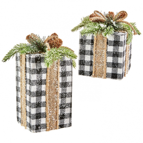 buffalo plaid ornaments black and white