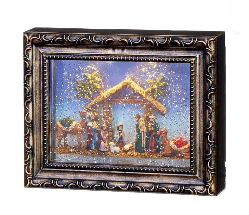 nativity lighted hanging picture frame water lantern in battery operated outdoor hanging lights