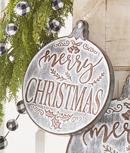 14.5 Inch Merry Christmas Ornament Galvanized Iron - New RAZ Imports