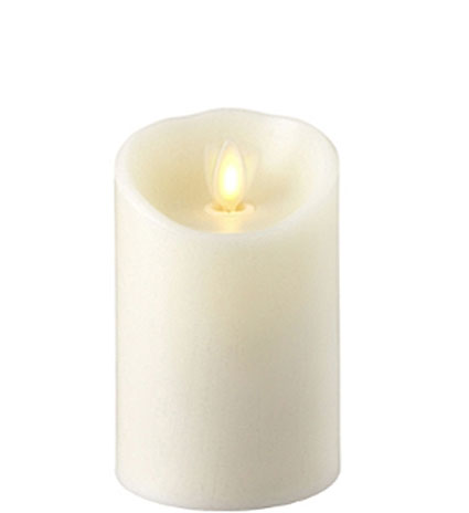 3 Inch Diameter Moving Flame Ivory 4 Inch Flameless Candle - Remote Ready