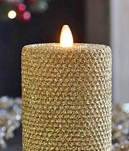 4 Inch Gold Glittered Honeycomb Wax Flameless Candle