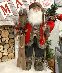 37 Inch Santa With Skis Yuletide Gathering NEW From RAZ 2020