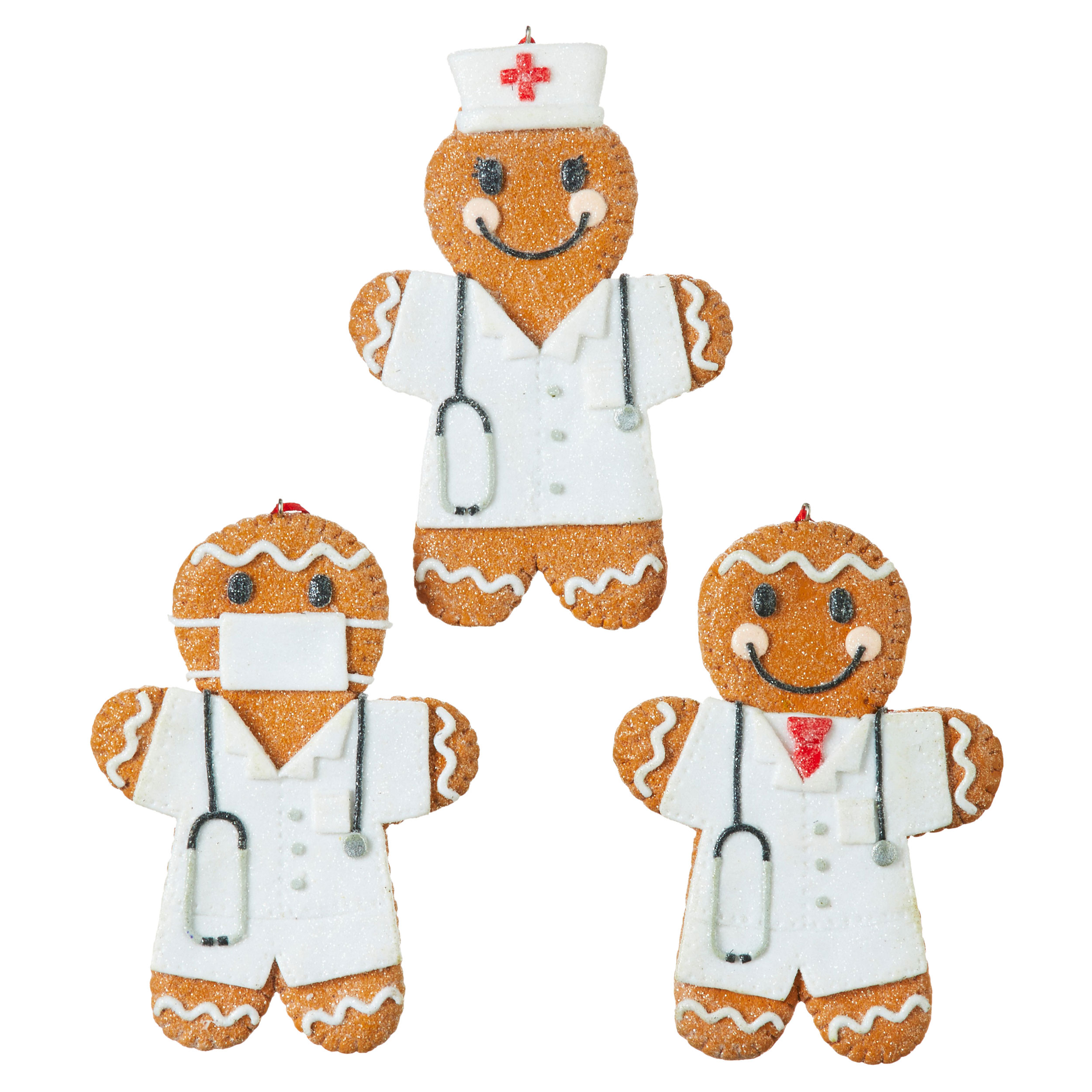 Nurse / Doctor Gingerbread Ornaments Healthcare Heroes Collection (Set