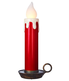 22.5 Inch Large Flickering Flame Red Metallic Christmas Candle