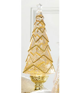 14 Inch Geometric Lighted Tree With Gold Swirling Glitter