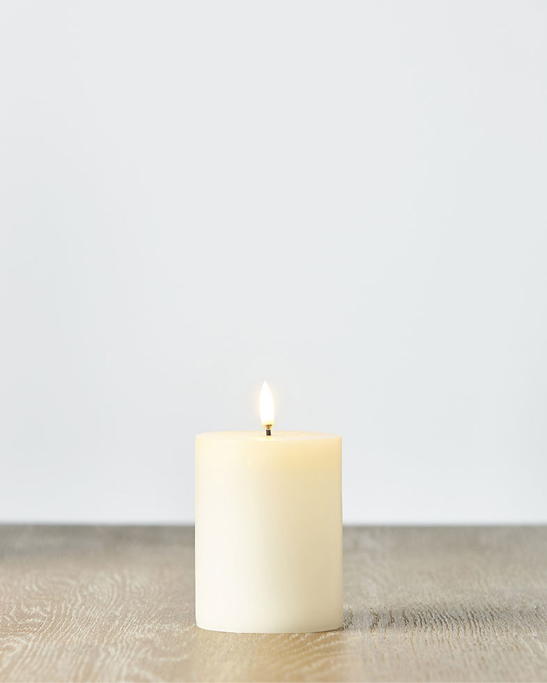 Uyuni 3 Inch x 5 Inch Ivory Pillar Candle Remote Ready