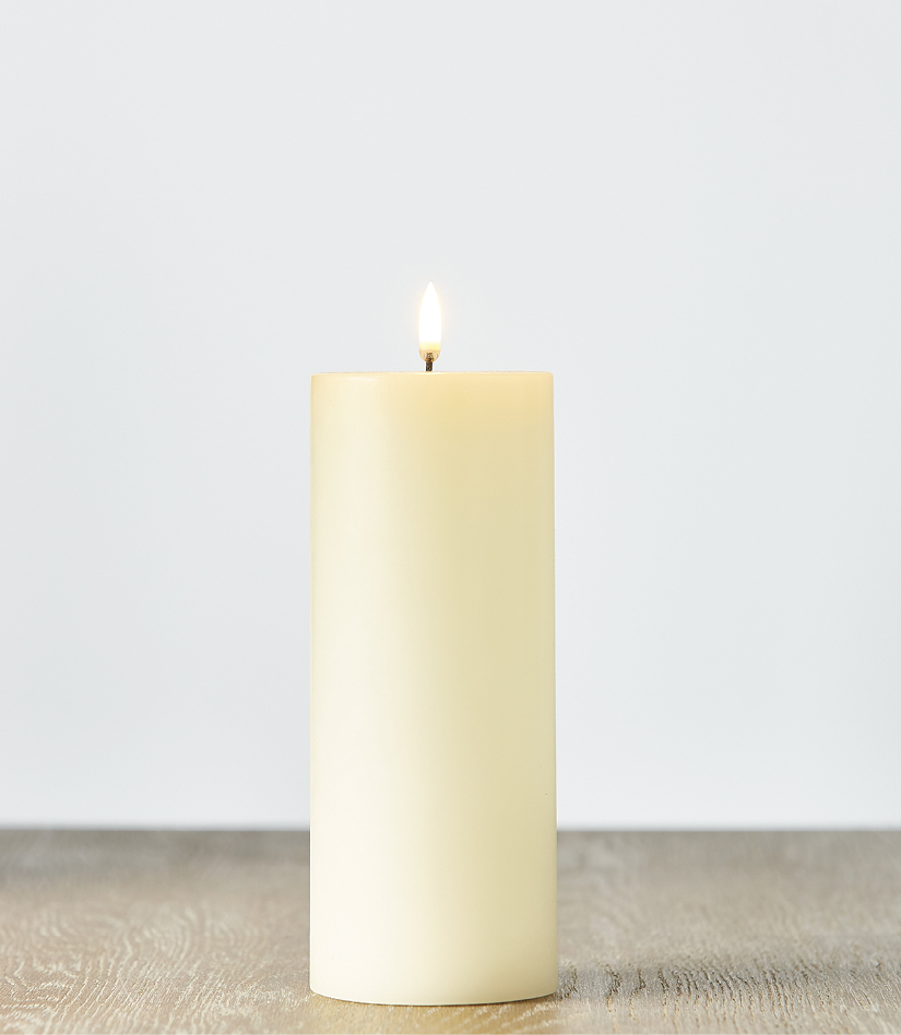 Uyuni 3 Inch x 9 Inch Ivory Pillar Candle Remote Ready