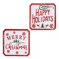 Holiday Metal Signs With Easel Backs - Set of 2 Assorted - 6 Inch
