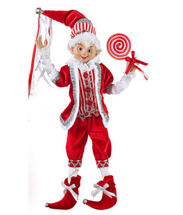 Peppermint Parlor 16 inch Posable Elf Figurine With Lolly