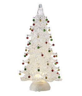 Acrylic Lighted Ornament Tree With Swirling Glitter - New 2022