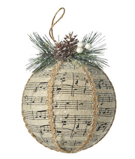 Sheet Music Ball Ornament - 6 Inch