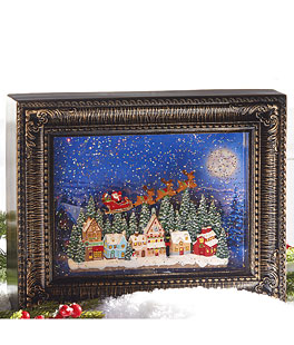 Flying Santa Lighted Water Picture Frame - USB Cord Included