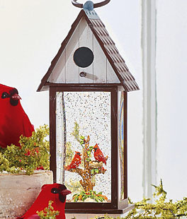 Cardinal Lighted Water Birdhouse Lantern - USB Cord Included