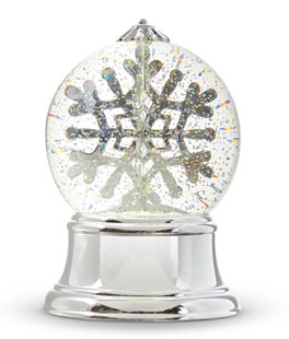 Rotating Snowflake Water Globe on Silver Pedestal  -  NEW 2023