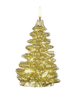 Uyuni 4 x 7 Inch Gold Christmas Tree Candle - Remote Ready
