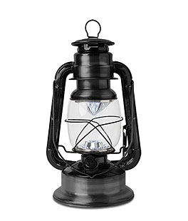 Gerson 44138 - 9.5 inch Metal and Glass Battery Operated Cool White LED Hurricane Lantern, Black