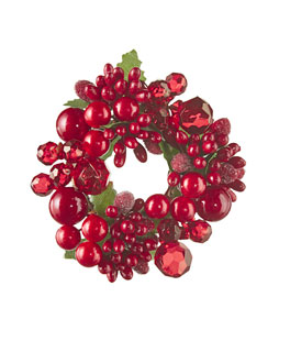 3.5 Inch Red Beaded Taper Candle Ring NEW 2022