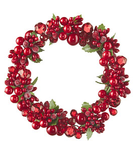 6.5 Inch Red Beaded Mini Wreath - Candle Ring NEW 2022