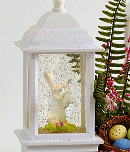 Bunny and Baby Bunny Animated Lighted White Water Lantern USB Cord Included - NEW 2022