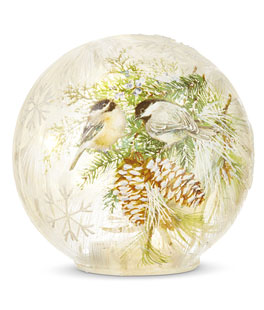 Chickadee Lighted Crackle Ball Battery Operated 6 Inch With Timer - NEW 2023
