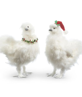Silky Christmas Chicken Set of 2 Assorted - 13 Inch - NEW 2023