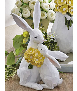 Bunny and Baby With Flowers Figurine 13 Inch From RAZ