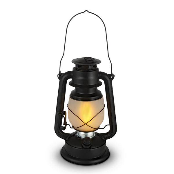 11 Inch FireGlow LED Hurricane Lantern Matte Black