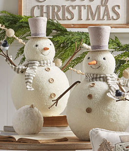 19.5 Inch Whimsical Snowman Figurines Set of 2 Assorted - New