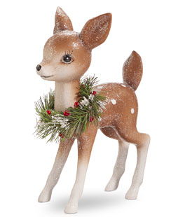 Retro Deer with Wreath 9 Inch Tall - NEW 2025