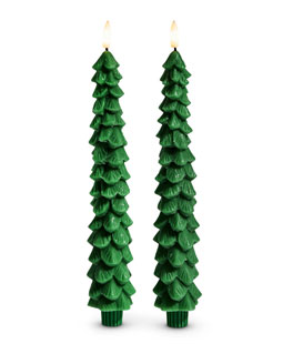 10.5" Green Tree Taper Christmas Candle Set of 2 - NEW 2024
