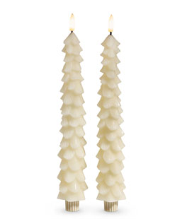 10.5" Ivory Tree Taper Christmas Candle Set of 2 - NEW 2024