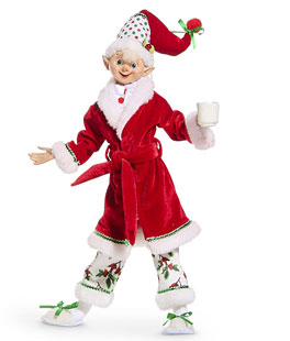 16 Inch Pajama Party Posable Elf With Mug - NEW 2025