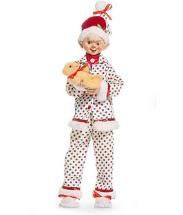 16 Inch Pajama Party Posable Elf With Teddy Bear - NEW 2025